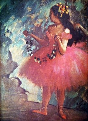 Malerei betitelt Tänzer in einem Rosen-Kleid durch Edgar Degas von Edgar Degas
