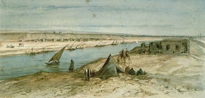 Der Suez-Kanal, von einem Souvenir-Album zum Gedenken an die Reise der Kaiserin Eugenie (1827-1920) bei der Einweihung im Jahre 1869 von Edouard Riou