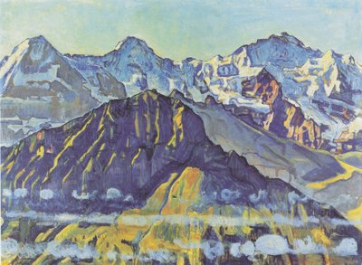 Eiger, Mönch und Jungfrau in der Morgensonne von Ferdinand Hodler