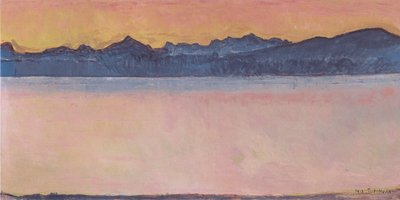 Genfersee mit Mont-Blanc im Morgenrot von Ferdinand Hodler
