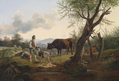 Hirte mit Ziegenbock von Friedrich Gauermann