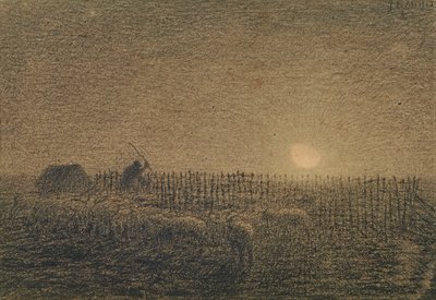 Der Hirte an der Falte von Mondschein (Holzkohle auf Papier) von Jean Francois Millet