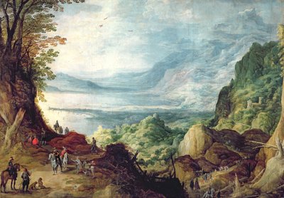 Landschaft mit Meer und Bergen von Joos or Josse de Momper