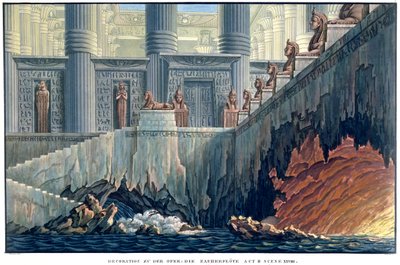 Ägyptisches Set Design für Akt II, Szene xxviii der Oper Die Zauberflöte von Wolfgang Amadeus Mozart (1756-91) von Karl Friedrich Schinkel