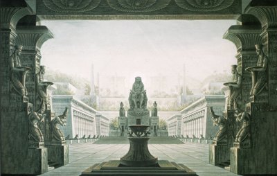 Bühnenbild für letzte Szene von Zauberflöte von Wolfgang Amadeus Mozart (1756-1791) von Karl Friedrich Schinkel