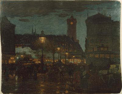 Alexanderplatz, Berlin, nachts, 1895 von Karl Langhammer