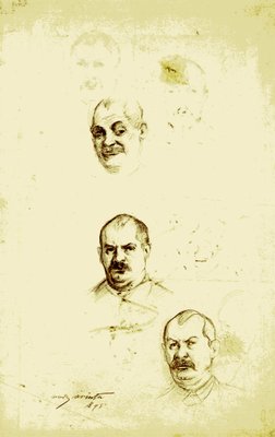  Selbstbildnisse auf einem Sudienblattn von Lovis Corinth