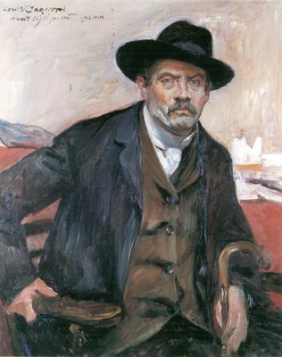  Selbstportrat mit schwarzem Hut und Stockn von Lovis Corinth