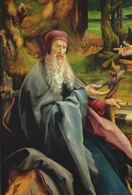 Risultati immagini per ISENHEIM SAN PAOLO EREMITA E SANT'ANTONIO