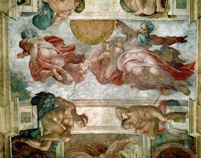 Sixtinische Kapelle Decke Erschaffung Der Sonne Und Des Mondes 1508 12 Von Michelangelo Buonarroti