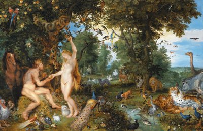Das Paradies auf Erden mit dem Fall von Adam und Eva von Peter Paul Rubens