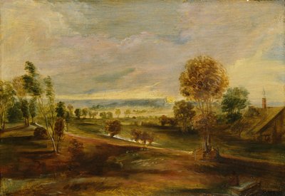Landschaft mit Farmbauten: Sonnenuntergang, 17. Jahrhundert von Peter Paul Rubens