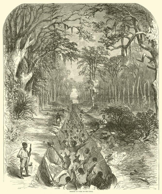 Neger bei der Arbeit am Kanal, März 1863 von (after) American School