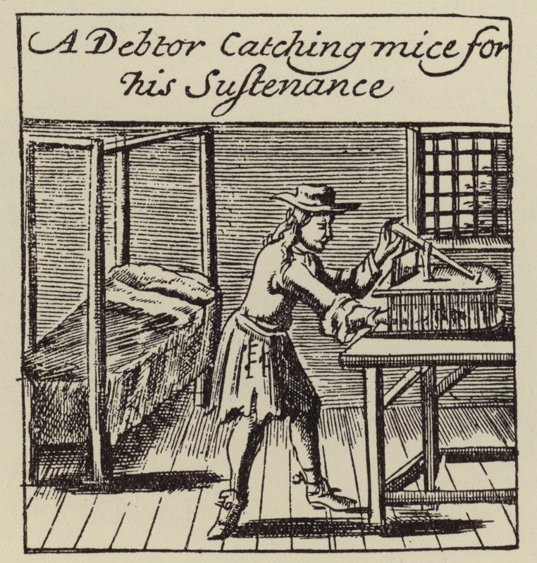 Ein Schuldner fängt Mäuse zu seiner Ernährung von (after) English School