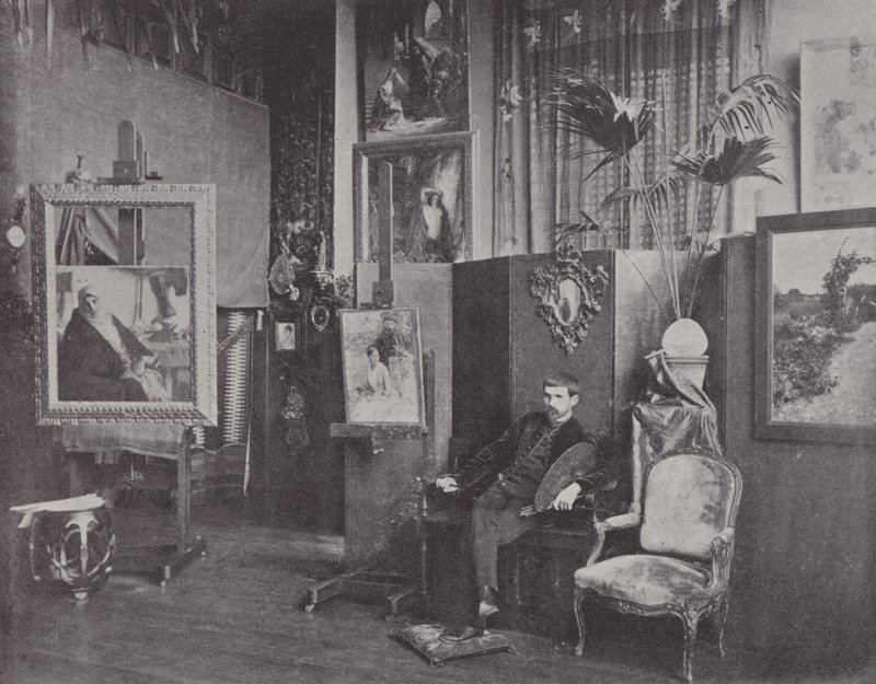 Der französische Maler Pascal Dagnan-Bouveret in seinem Atelier von (after) French Photographer