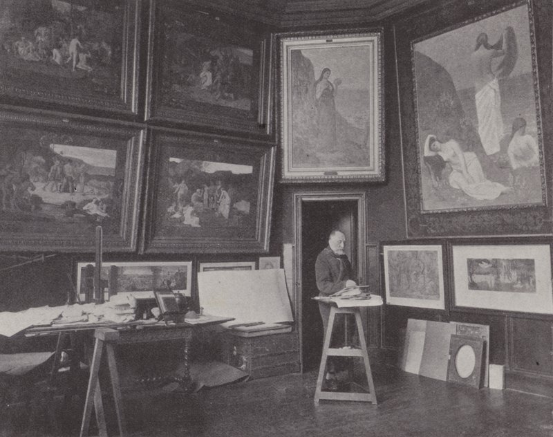 Der französische Maler Pierre Puvis de Chavannes in seinem Atelier von (after) French Photographer