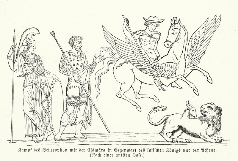 Bellerophon kämpft gegen die Chimäre von (after) German School
