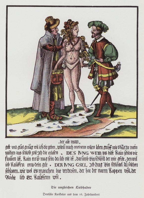 Die ungleichen Liebhaber, deutsche Karikatur von (after) German School