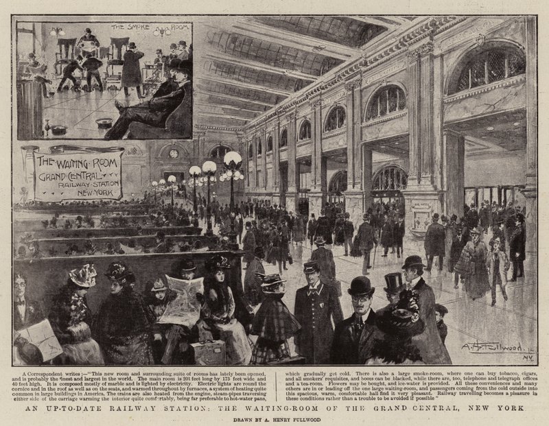 Ein moderner Bahnhof, der Warteraum des Grand Central, New York von American School