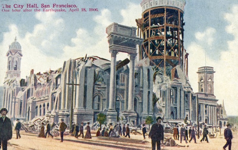 Rathaus, San Francisco, nach dem Erdbeben von 1906 von American School