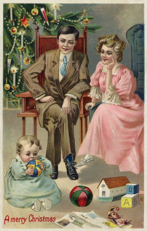Paar mit Baby zu Weihnachten von American School
