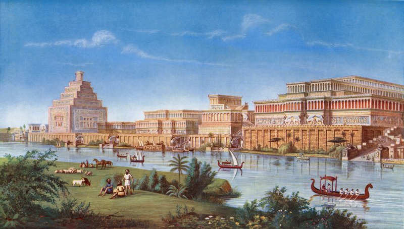 Majestätische Paläste der alten assyrischen Hauptstadt Niniveh vor mehr als fünfundzwanzig Jahrhunderten von European School