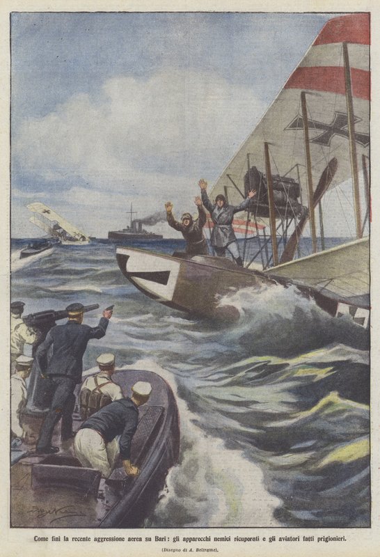 Wie Der Jüngste Luftangriff Auf Bari Endete, Die Feindlichen Flugzeuge Wurden Zurückerobert Und Die Flieger Gefangen Genommen von Achille Beltrame