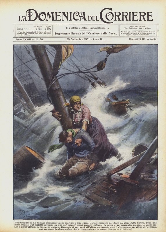 Die Besatzung eines finnischen Bootes (sieben Matrosen und eine Köchin) wurde im Nordmeer vom Sturm überrascht von Achille Beltrame