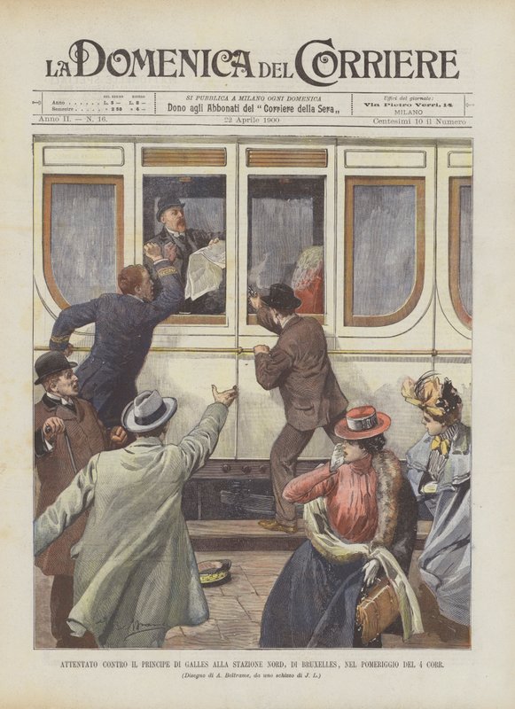 Attentat auf den Prinzen von Wales am Nordbahnhof von Brüssel am Nachmittag des 4. dieses Monats von Achille Beltrame