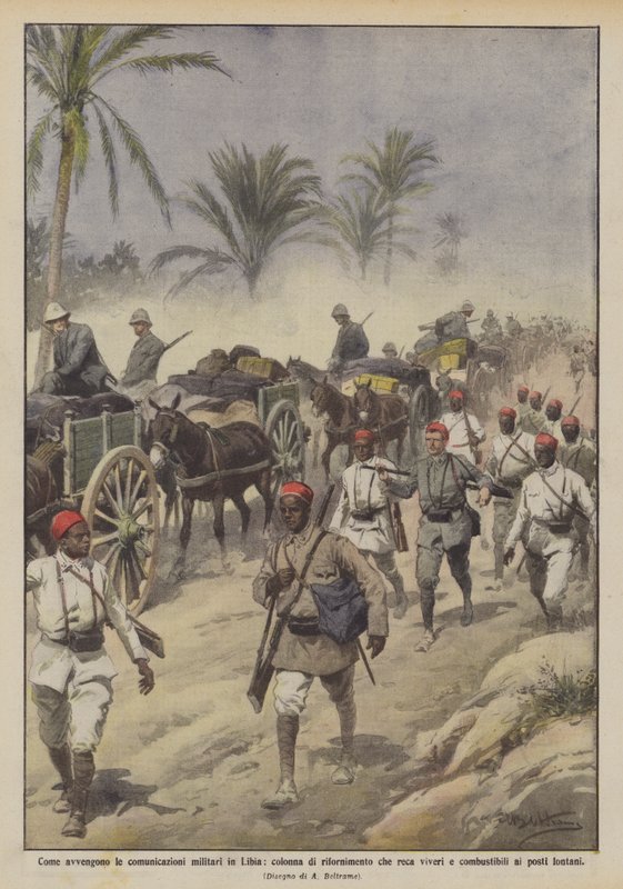Wie militärische Kommunikation in Libyen erfolgt, Versorgungskolonne bringt Lebensmittel von Achille Beltrame