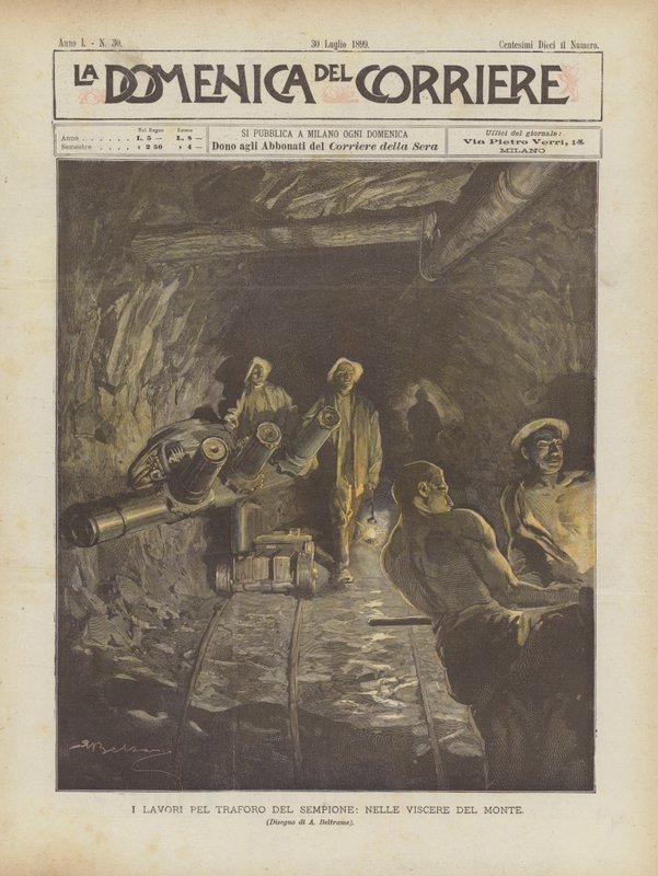 Die Arbeiten Am Simplontunnel, Im Inneren Des Berges von Achille Beltrame