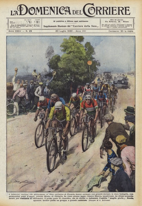 Die italienischen Meister, die an der Tour de France teilnehmen, haben mit großer Energie animiert von Achille Beltrame