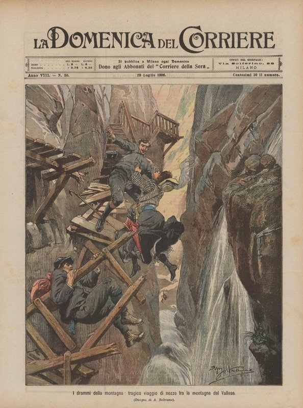 Die Dramen des Berges, tragische Hochzeitsreise in den Bergen des Wallis von Achille Beltrame