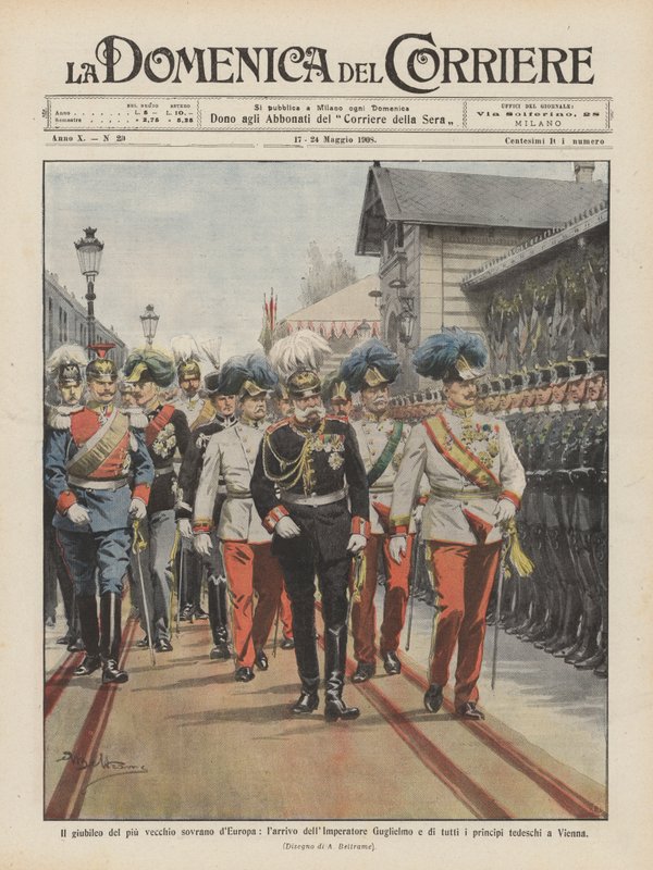 Das Jubiläum des ältesten Monarchen Europas, die Ankunft des Kaisers Wilhelm und aller von Achille Beltrame