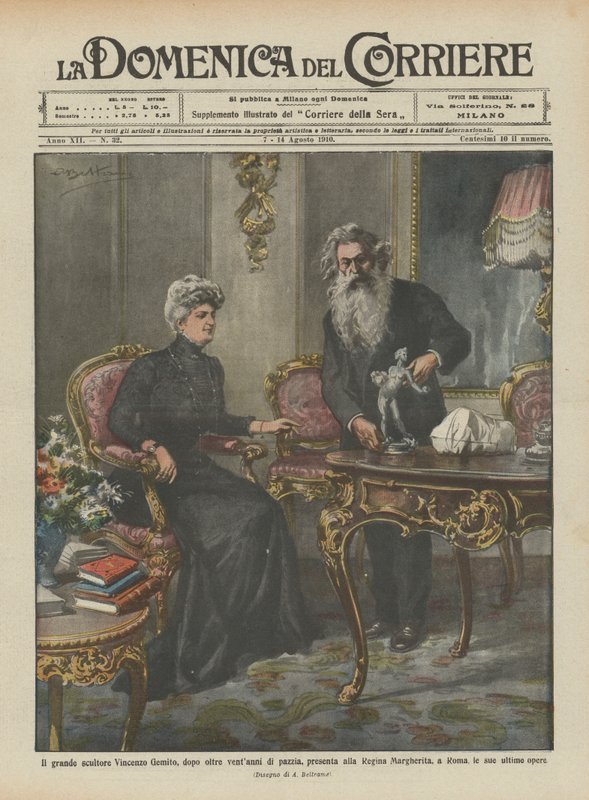Der große Bildhauer Vincenzo Gemito, nach über zwanzig Jahren Wahnsinn, präsentiert der Königin von Achille Beltrame