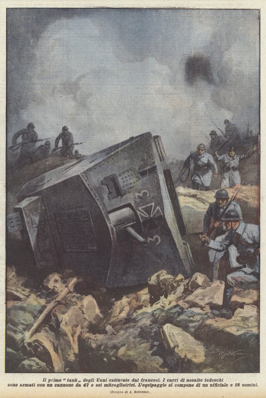 Der Erste Von Den Franzosen Erbeutete Hunnenpanzer von Achille Beltrame