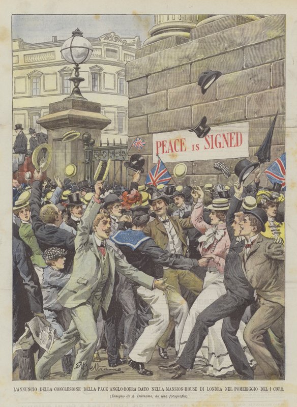 Die Ankündigung des Abschlusses des Anglo-Buren-Friedens im Mansion-House in London am Nachmittag des 1. Corr von Achille Beltrame