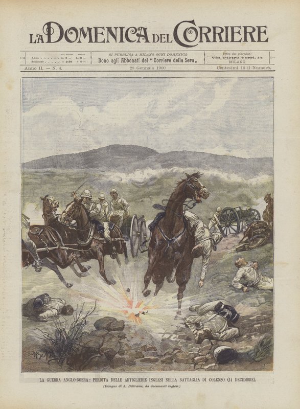 Der Anglo-Burenkrieg, Verlust der britischen Artillerie in der Schlacht von Colenso (14. Dezember) von Achille Beltrame