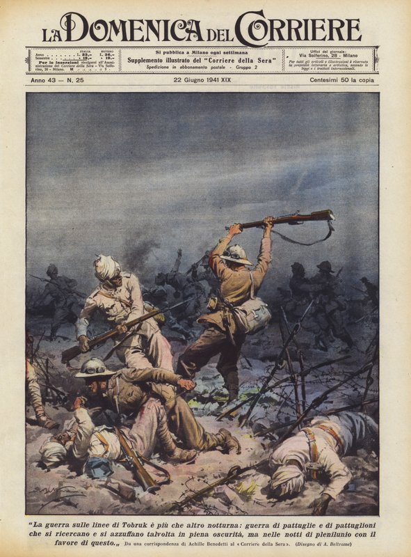 Der Krieg an den Linien von Tobruk ist hauptsächlich ein nächtlicher Krieg, ein Krieg der Patrouillen von Achille Beltrame