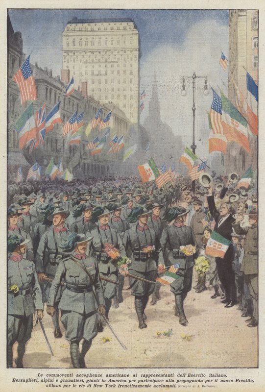 Die bewegenden amerikanischen Empfänge für die Vertreter der italienischen Armee von Achille Beltrame