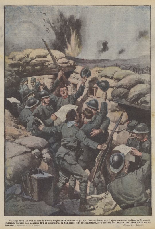 Gestern jubelten unsere Truppen in den vordersten Schützengräben entlang der gesamten Front von Achille Beltrame