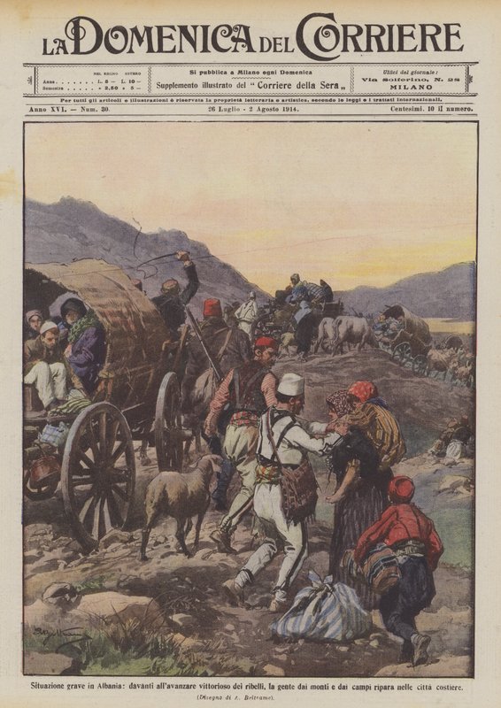 Ernsthafte Lage in Albanien, vor dem siegreichen Vormarsch der Rebellen fliehen die Menschen aus den Bergen von Achille Beltrame