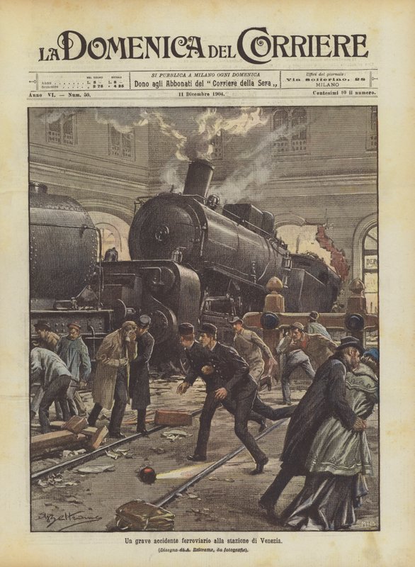 Ein schwerer Eisenbahnunfall am Bahnhof von Venedig von Achille Beltrame
