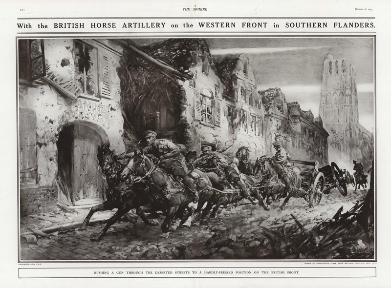 Britische Pferdeartillerie an der Westfront in Südflandern, Erster Weltkrieg von Addison Thomas Millar