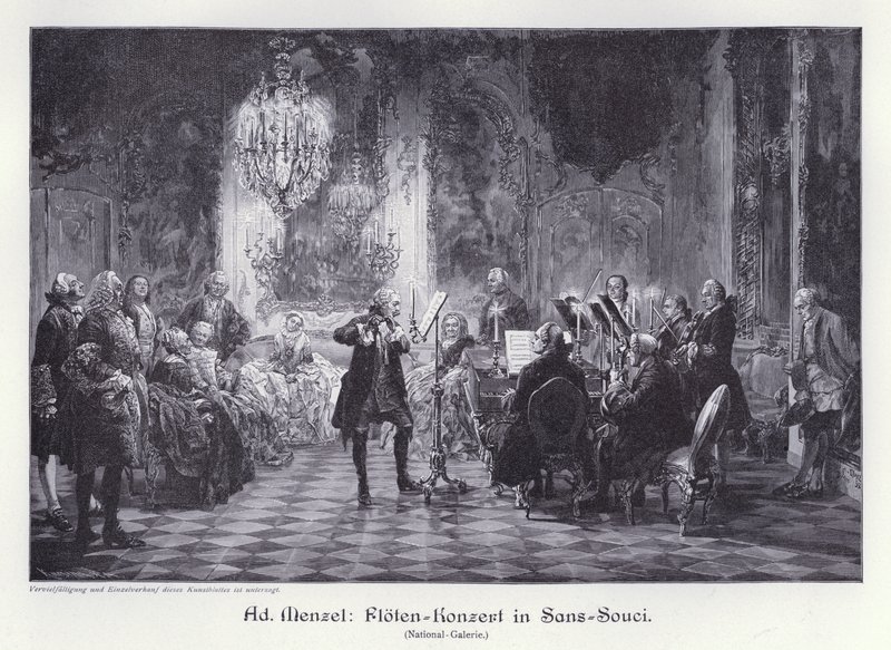 Flötenkonzert im Schloss Sanssouci, Potsdam, Preußen von Adolph Friedrich Erdmann von (after) Menzel