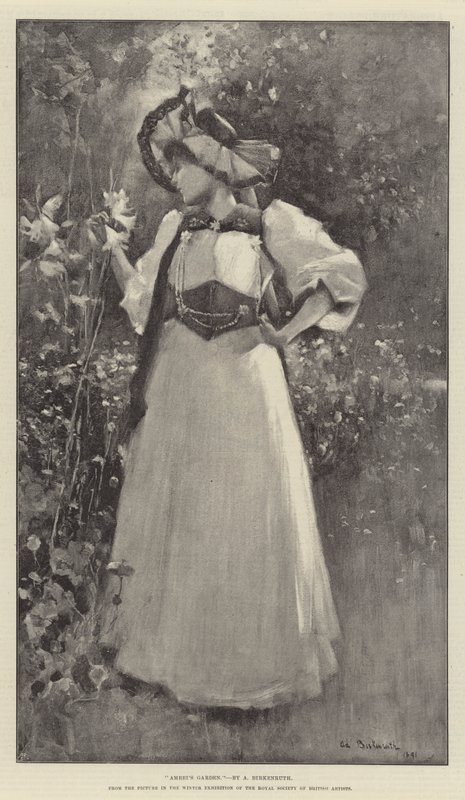 Amreis Garten, aus dem Bild in der Winterausstellung der Royal Society of British Artists von Adolphe Birkenruth