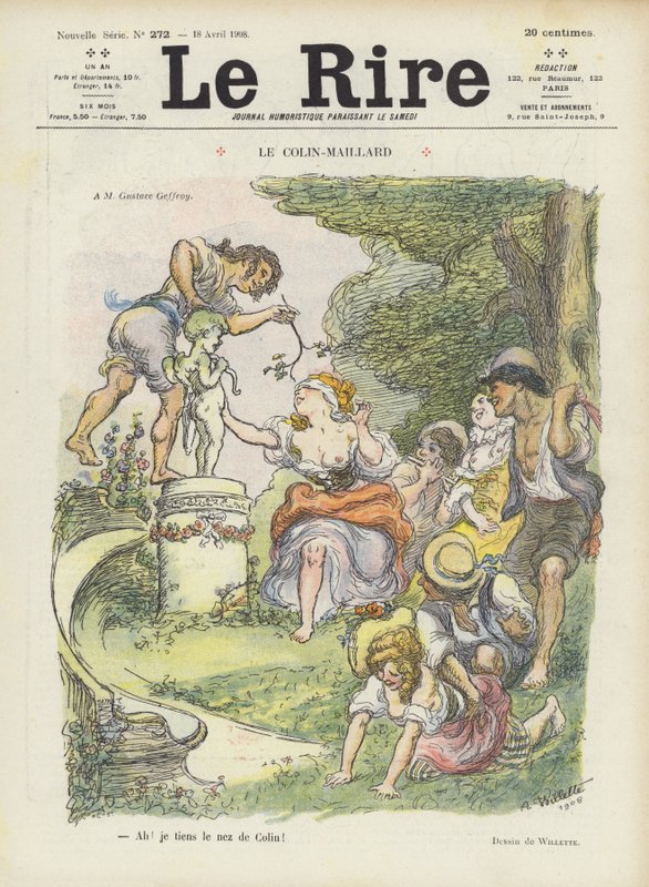 Blindekuh. Illustration für Le Rire von Adolphe Leon Willette