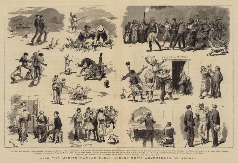 Mit der Mittelmeerflotte, Abenteuer der Midshipmen an Land von Adrien Emmanuel Marie