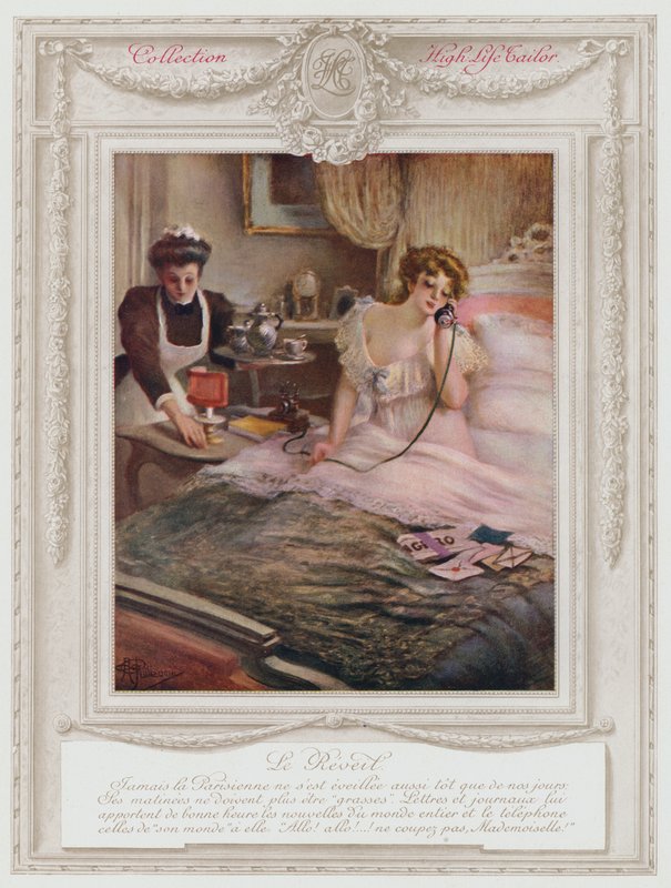 Belle Epoque Paris, modische Dame wacht auf von Albert Guillaume