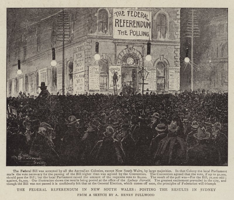 Das Bundesreferendum in New South Wales, Veröffentlichung der Ergebnisse in Sydney von Albert Henry Fullwood